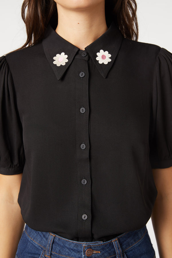 Princess Highway - Miss Daisy Embroidered Blouse - black