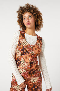 Princess Highway - Patchwork Flower Vest - chocolate