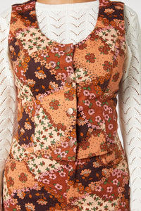 Princess Highway - Patchwork Flower Vest - chocolate