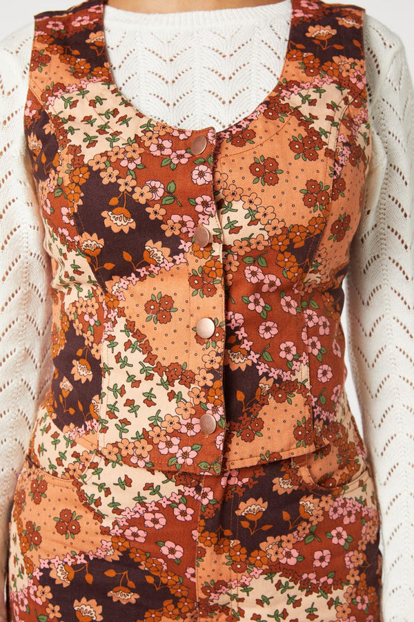 Princess Highway - Patchwork Flower Vest - chocolate