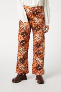 Princess Highway - Patchwork Flower Jean - chocolate
