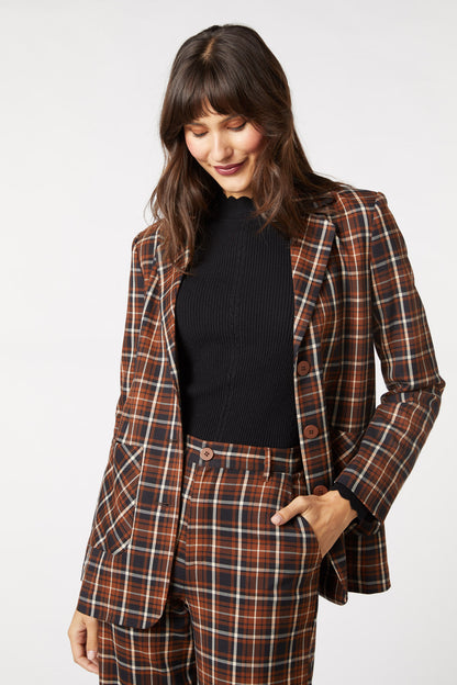 Princess Highway - Amber Check Blazer - toffee