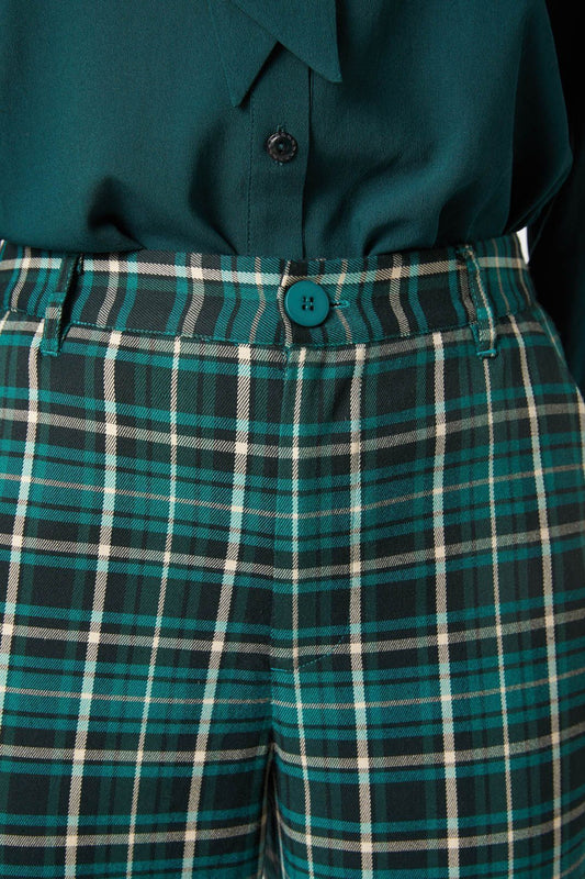 Princess Highway - Amber Check Pant - teal
