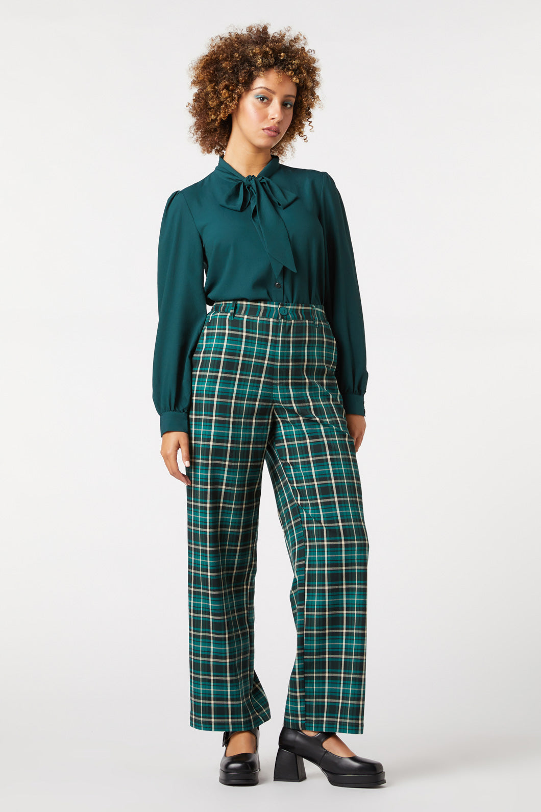 Princess Highway - Amber Check Pant - teal