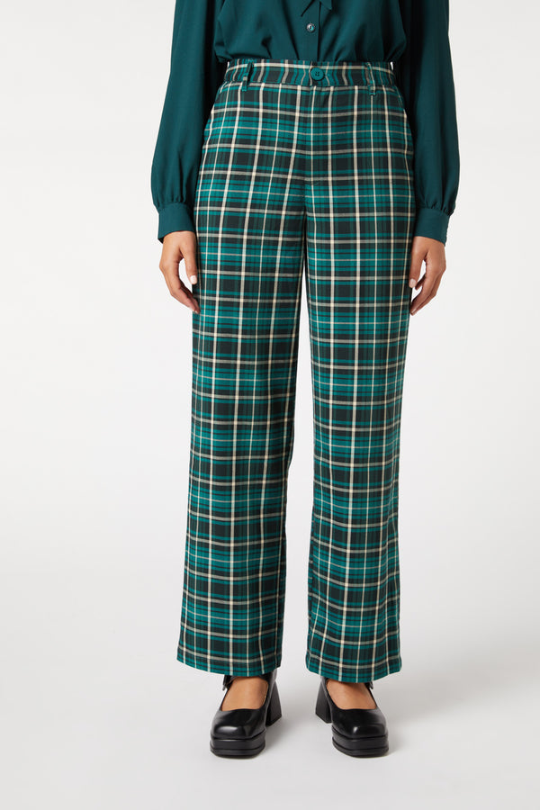 Princess Highway - Amber Check Pant - teal