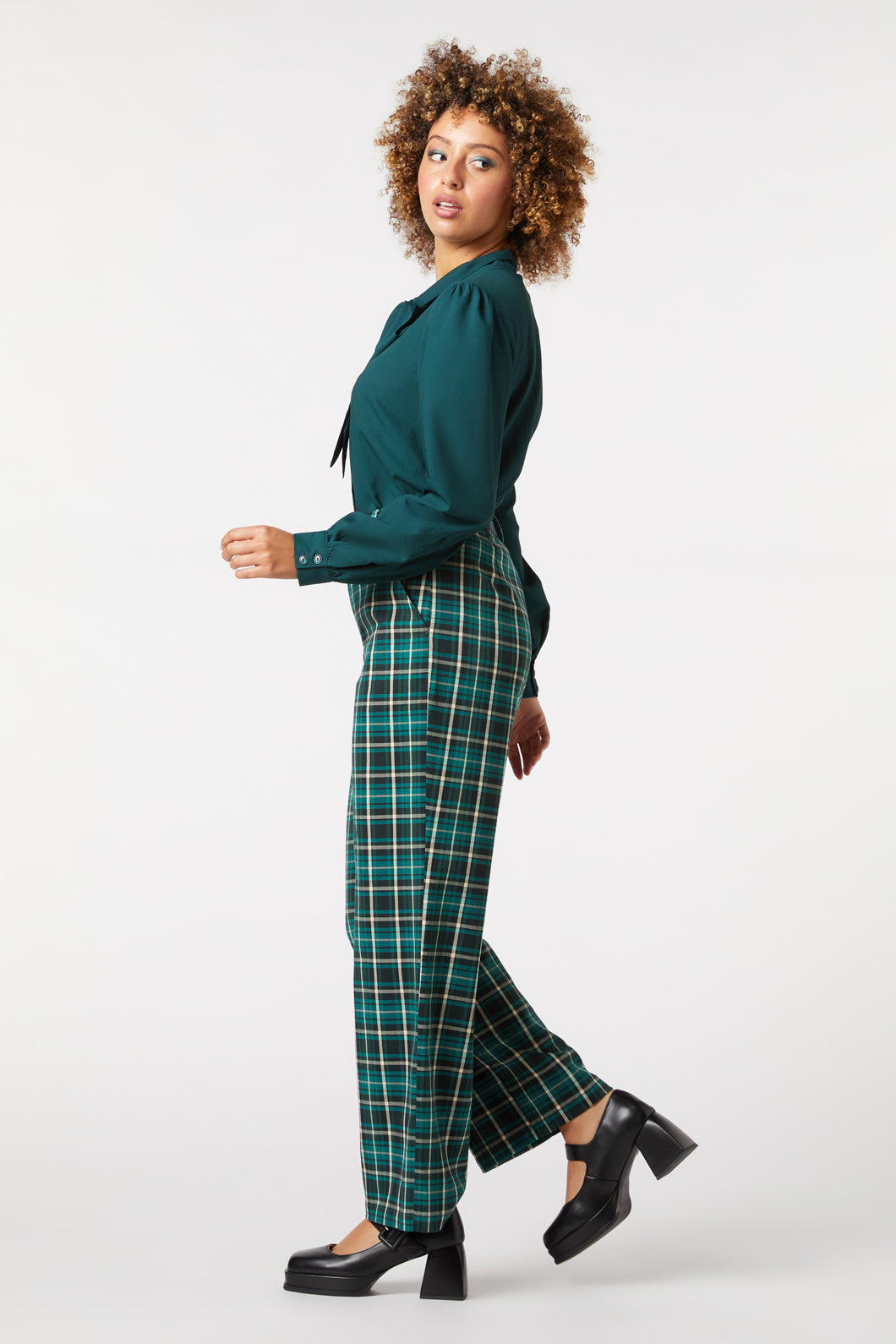 Princess Highway - Amber Check Pant - teal