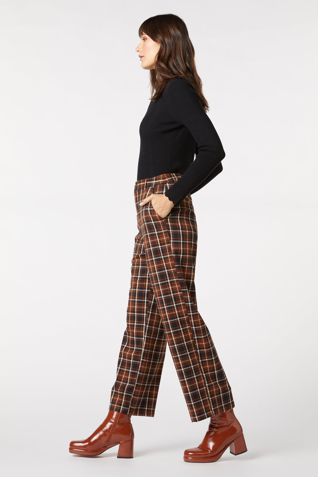 Princess Highway - Amber Check Pant - toffee