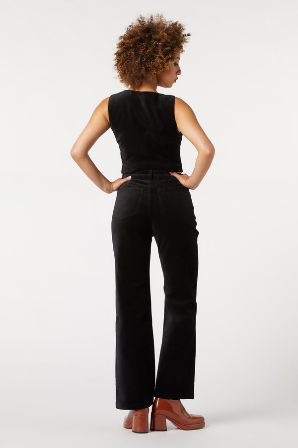 Princess Highway - Sadie Velvet Flare Jean - black