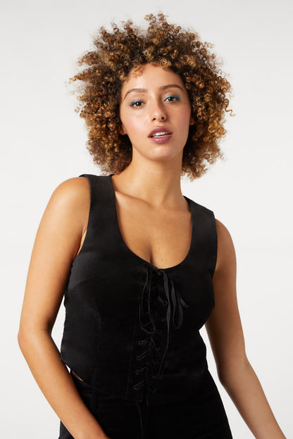 Princess Highway - Sadie Velvet Vest - black