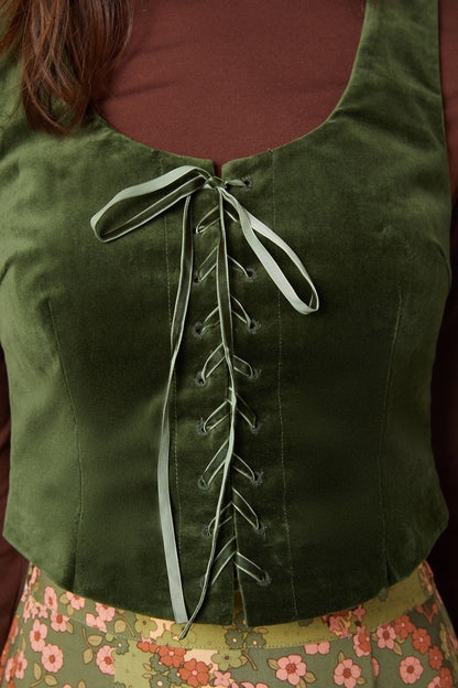 Princess Highway - Sadie Velvet Vest - green