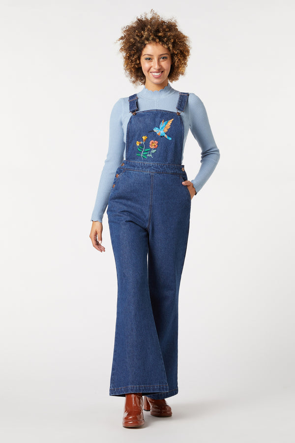 Princess Highway - Sweet Nectar Embroidered Overall - mid-denim