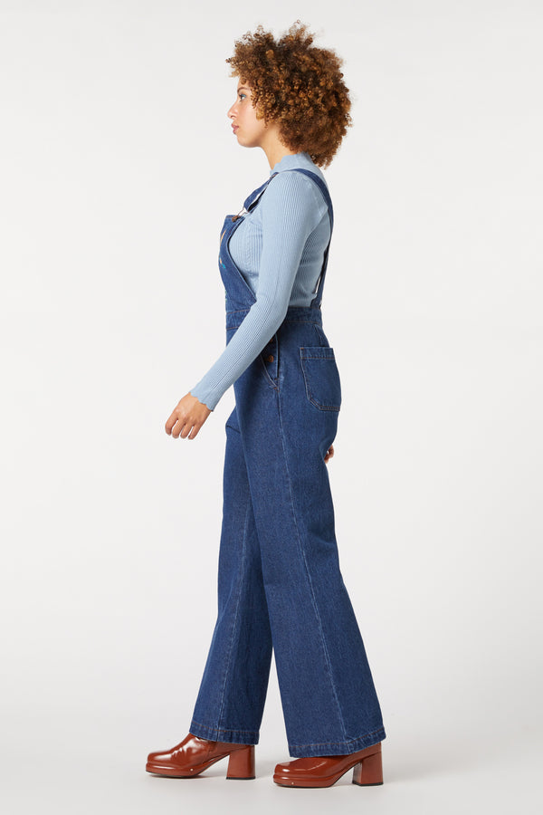 Princess Highway - Sweet Nectar Embroidered Overall - mid-denim