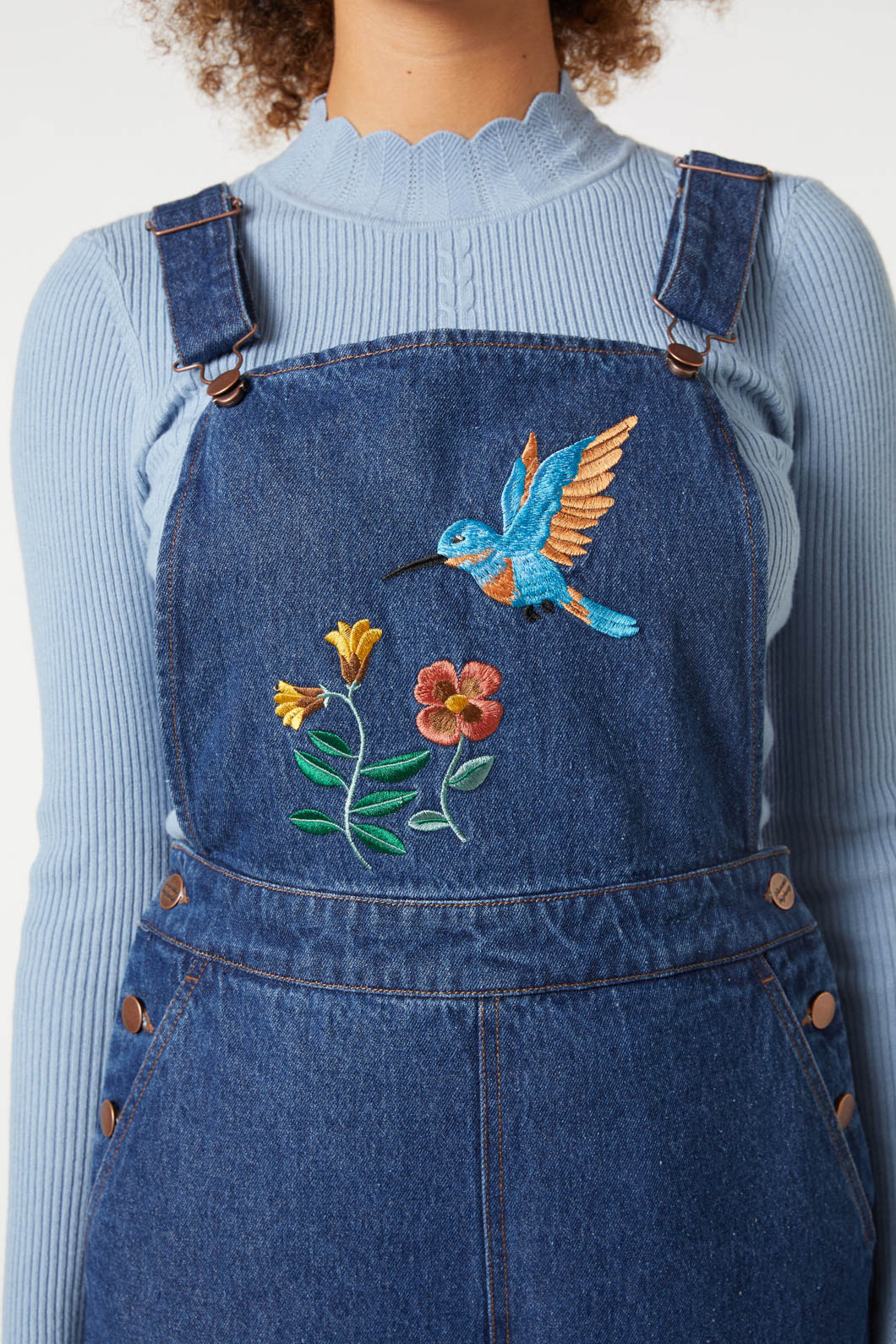 Princess Highway - Sweet Nectar Embroidered Overall - mid-denim
