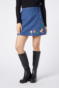 Princess Highway - Sweet Nectar Embroidered Skirt - mid-denim