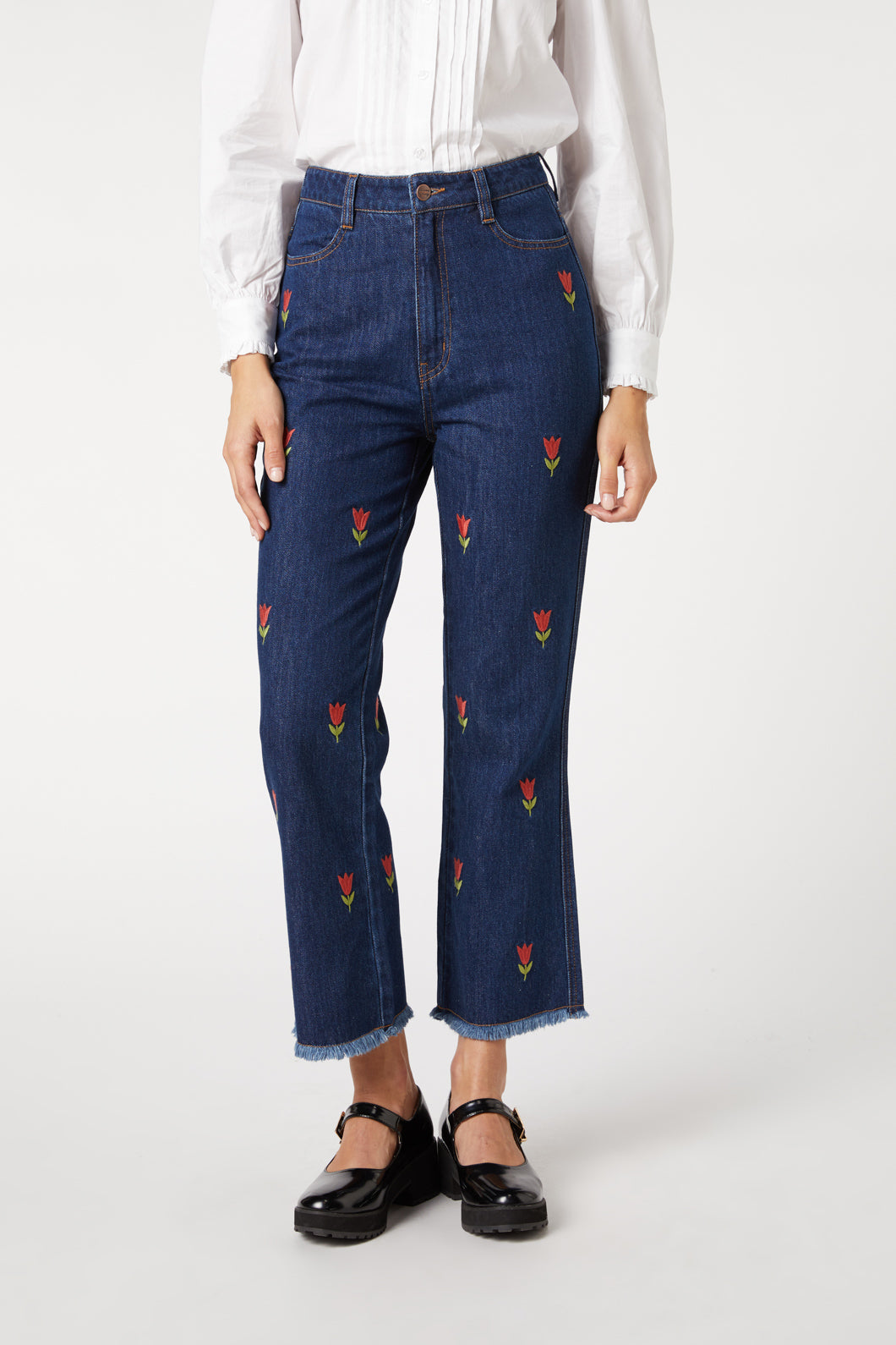 Princess Highway - Tulip Embroidered Jean - mid-denim