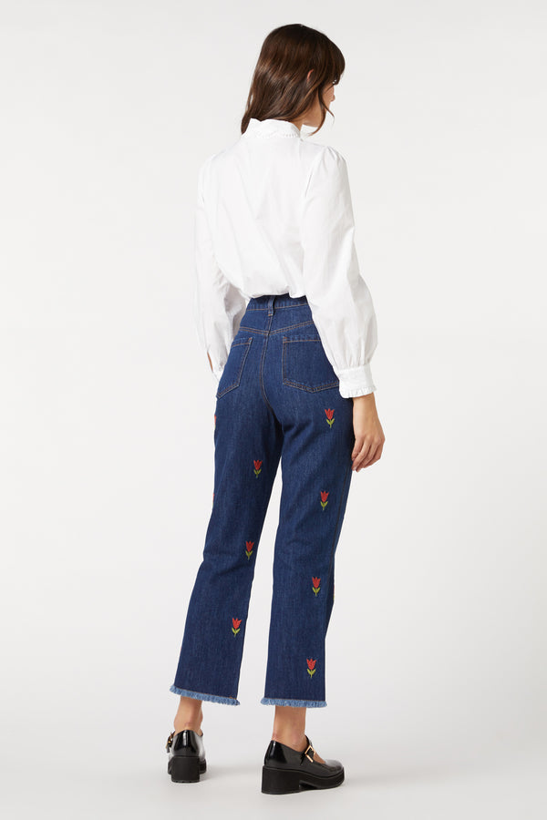Princess Highway - Tulip Embroidered Jean - mid-denim