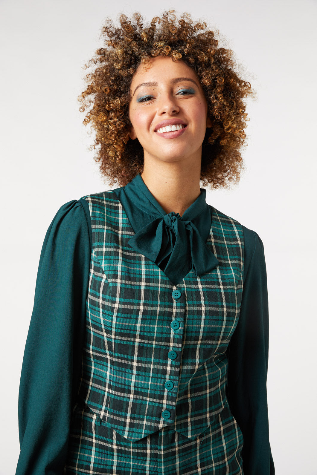 Princess Highway - Amber Check Vest - teal