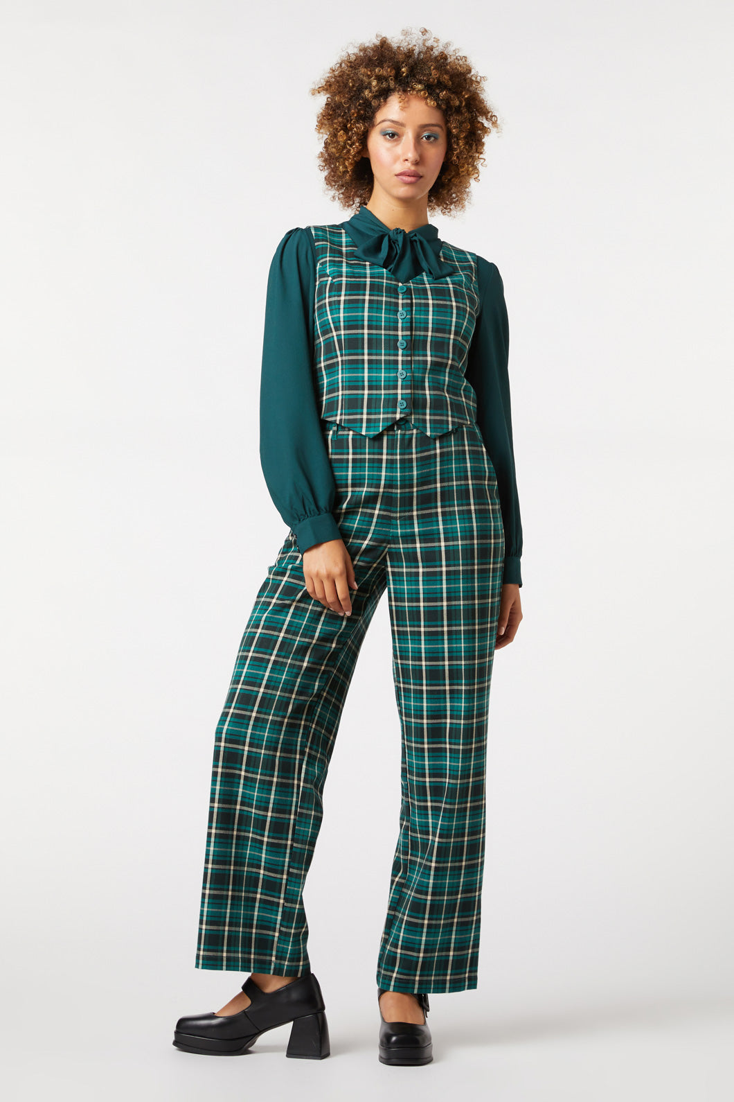 Princess Highway - Amber Check Vest - teal