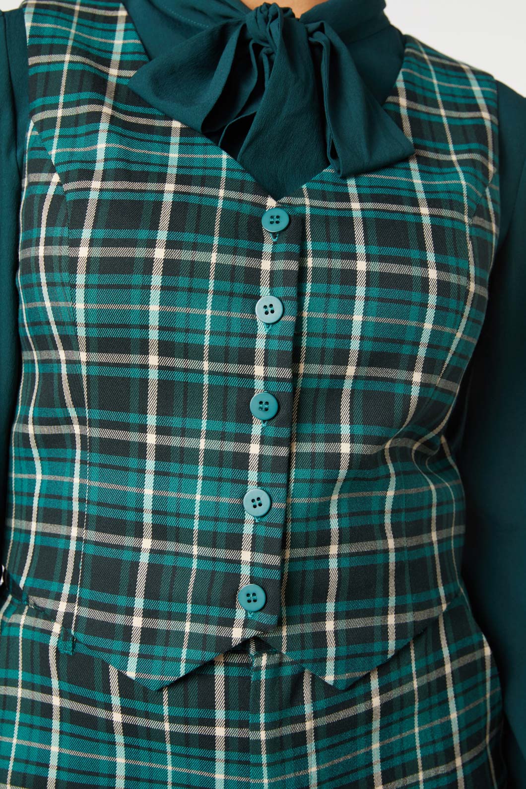Princess Highway - Amber Check Vest - teal