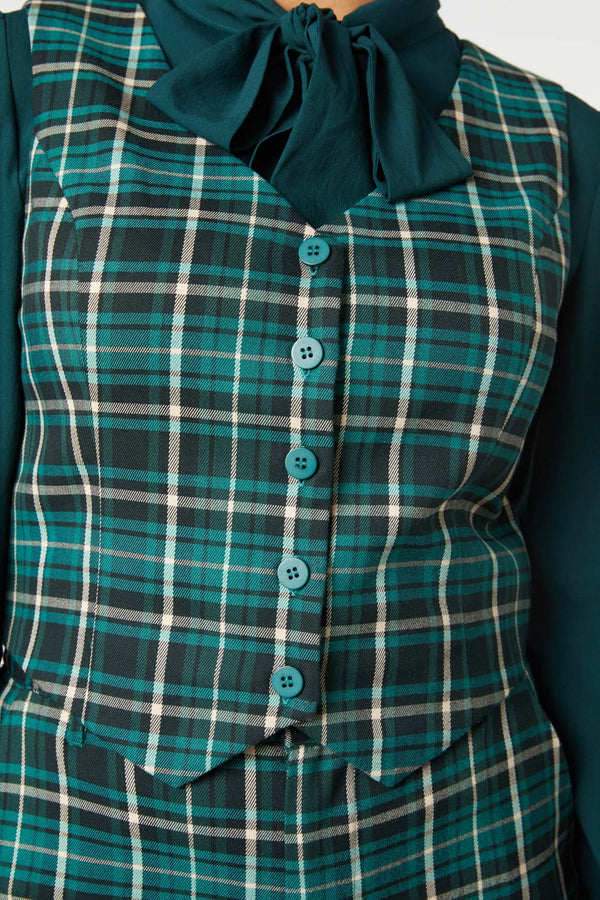 Princess Highway - Amber Check Vest - teal