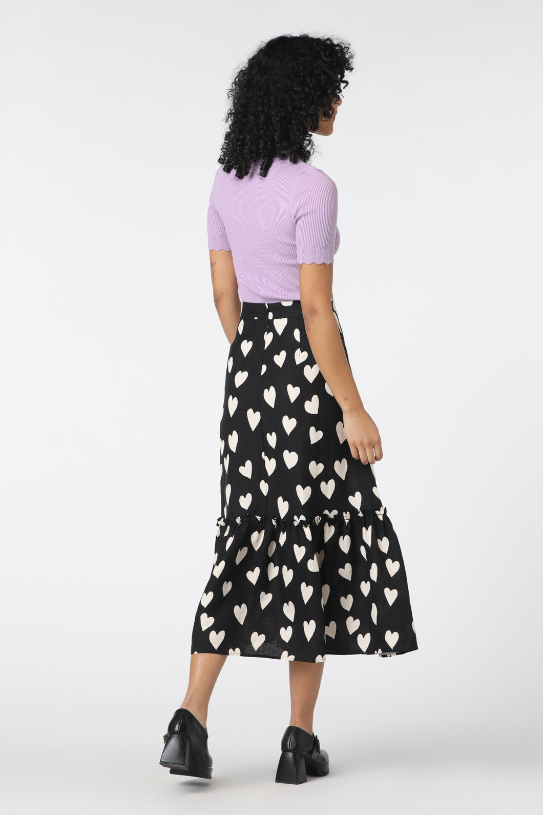 Princess Highway - Love Hearts Midi Skirt - black