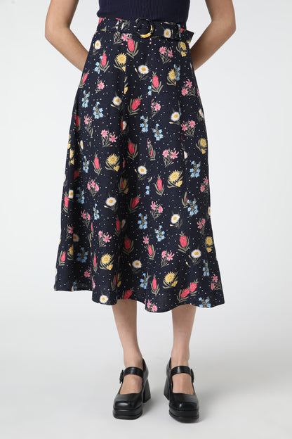 Princess Highway - Mia Flora Skirt - navy