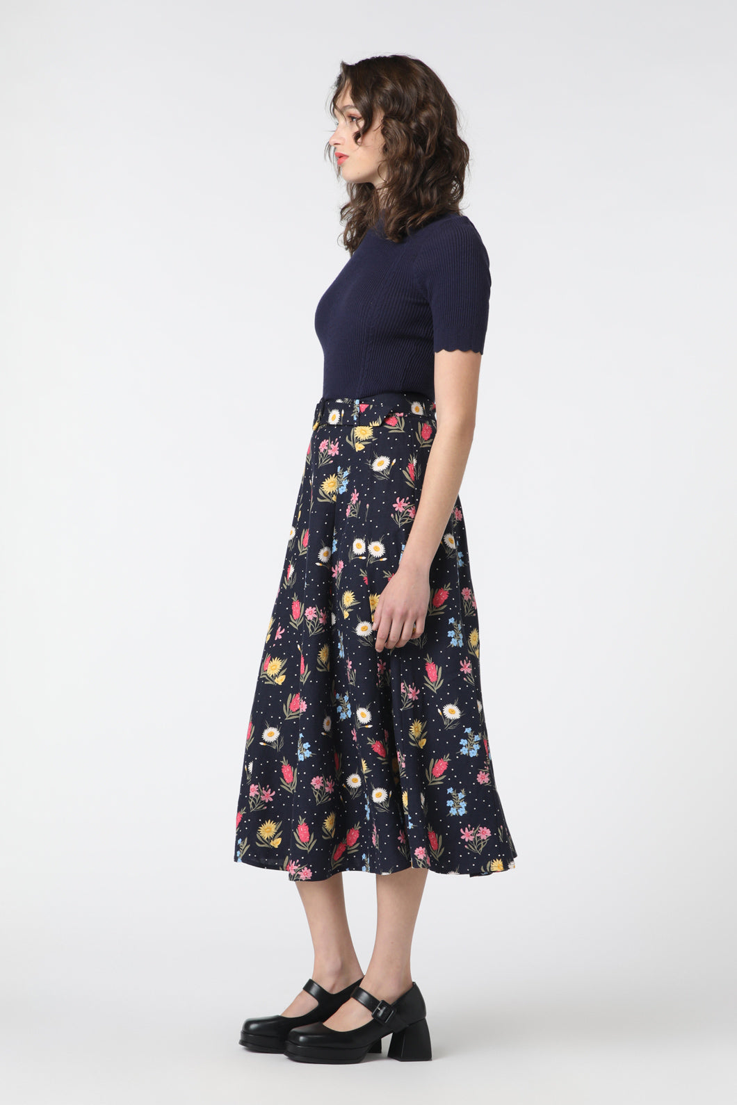 Princess Highway - Mia Flora Skirt - navy
