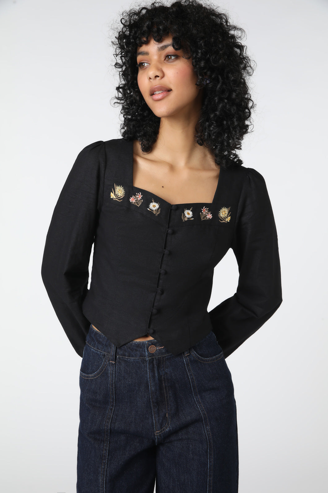 Princess Highway - Native Blooms Top - black