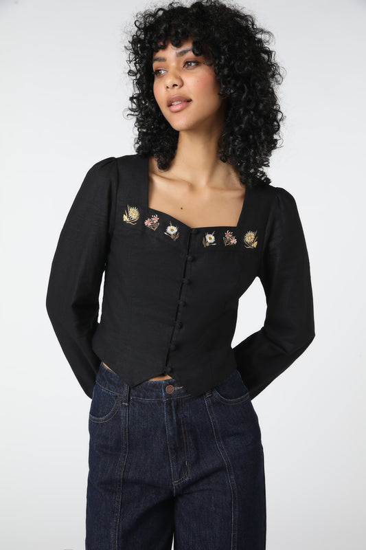 Princess Highway - Native Blooms Top - black