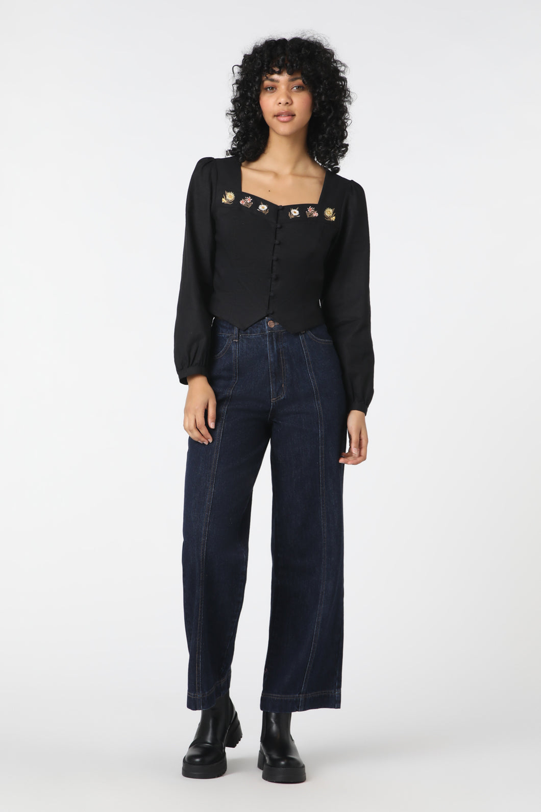 Princess Highway - Native Blooms Top - black