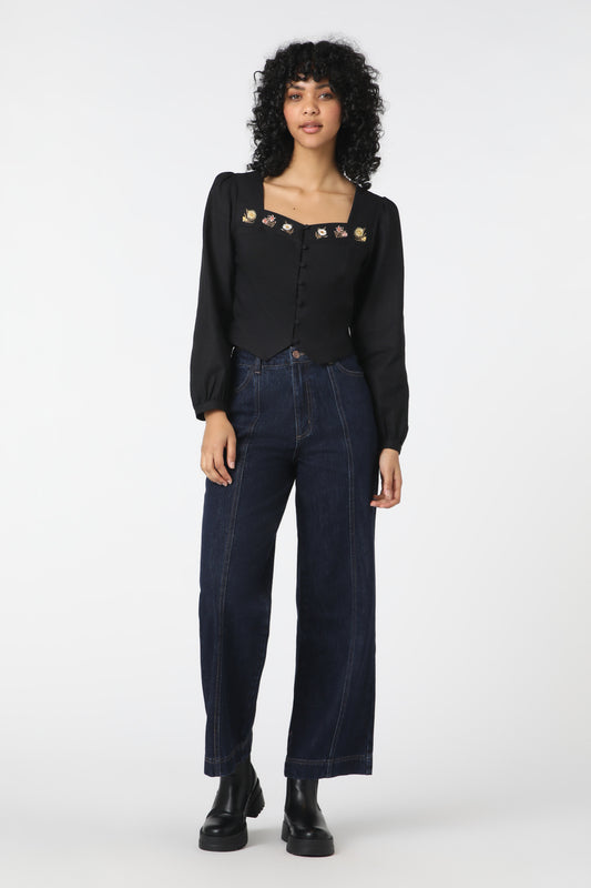 Princess Highway - Native Blooms Top - black