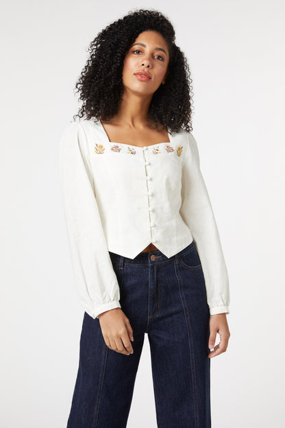 Princess Highway - Native Blooms Top - cream