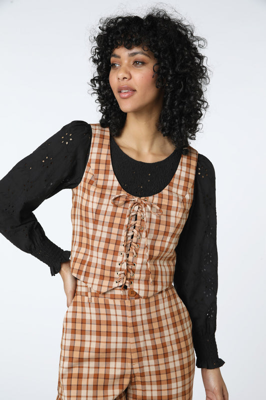 Princess Highway - Stacey Check Vest - toffee