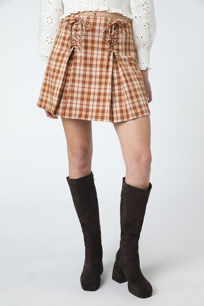 Princess Highway - Stacey Check Skirt - toffee