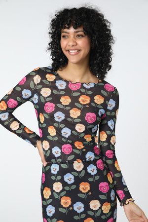 Princess Highway - Pansy Mesh Top - black