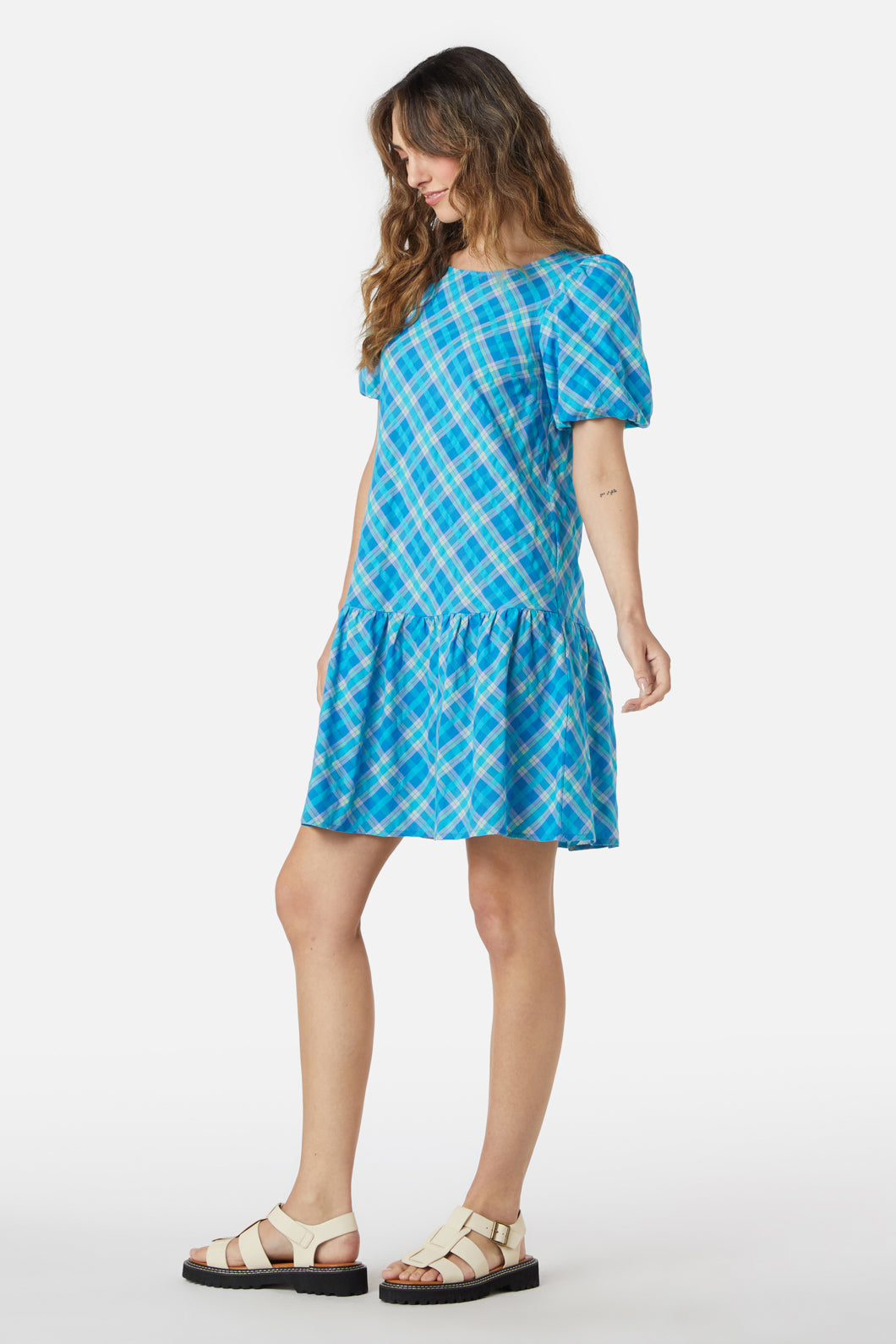 Princess Highway - Miranda Check Mini Dress - aqua