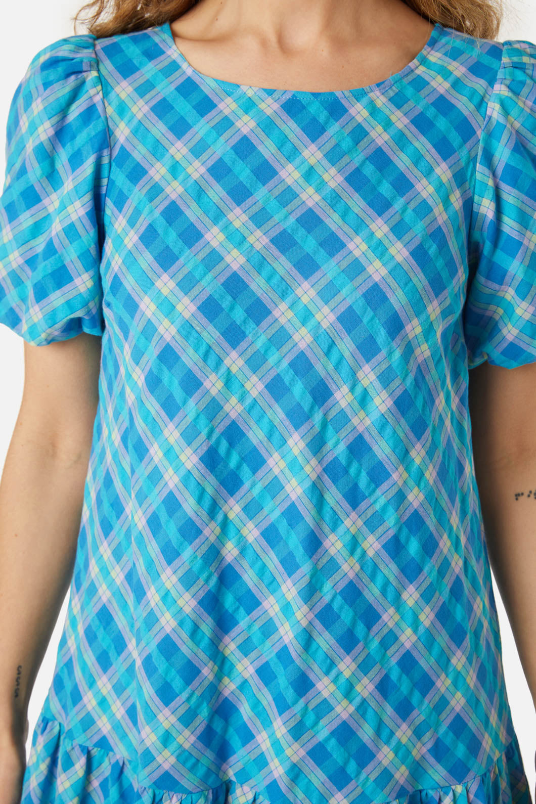 Princess Highway - Miranda Check Mini Dress - aqua