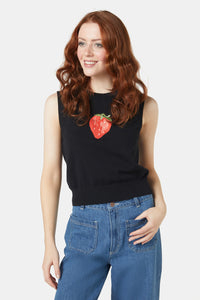 Princess Highway - Strawberry Emb Vest - black