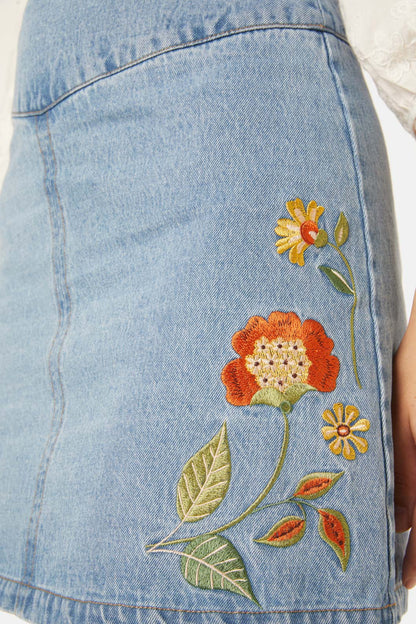 Princess Highway - Cami Emb Skirt - light-denim