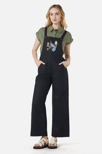 Princess Highway - Peacock Emb Overalls - black