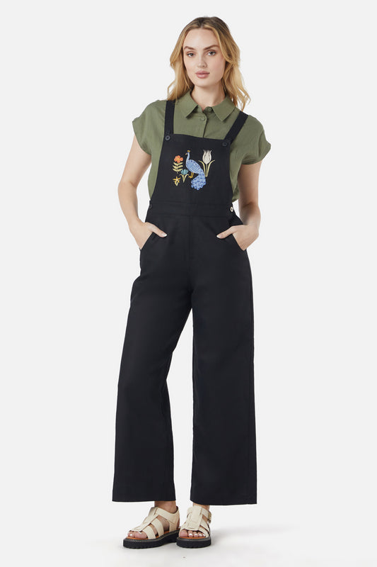 Princess Highway - Peacock Emb Overalls - black