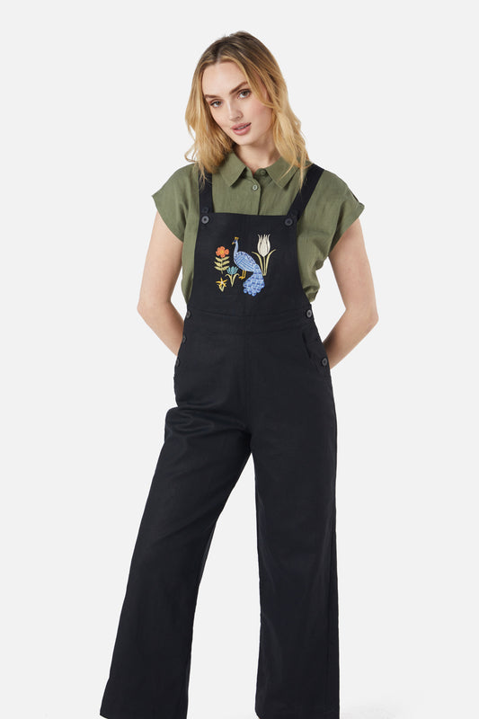 Princess Highway - Peacock Emb Overalls - black