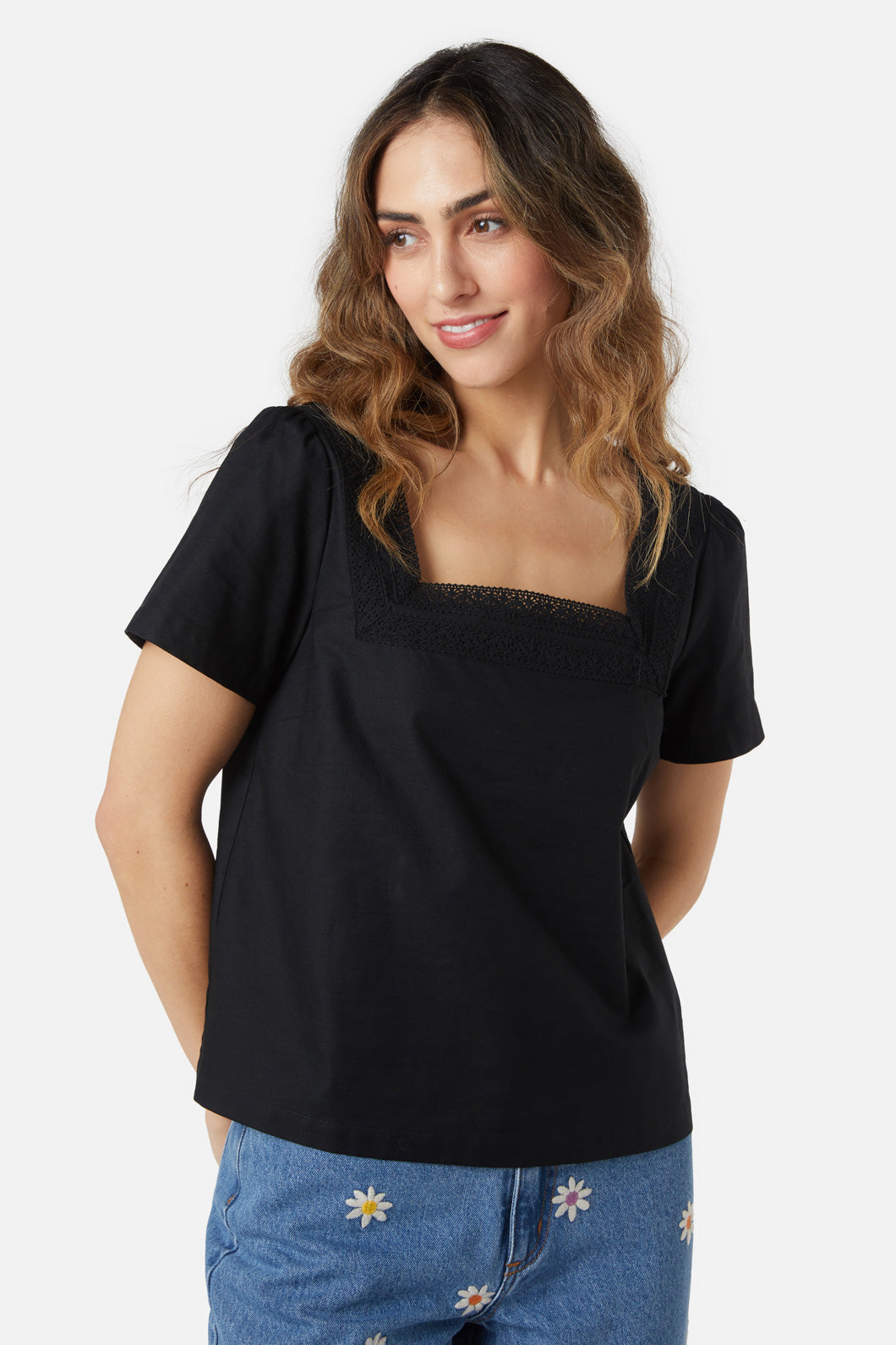 Princess Highway - Rose Lace Top - black