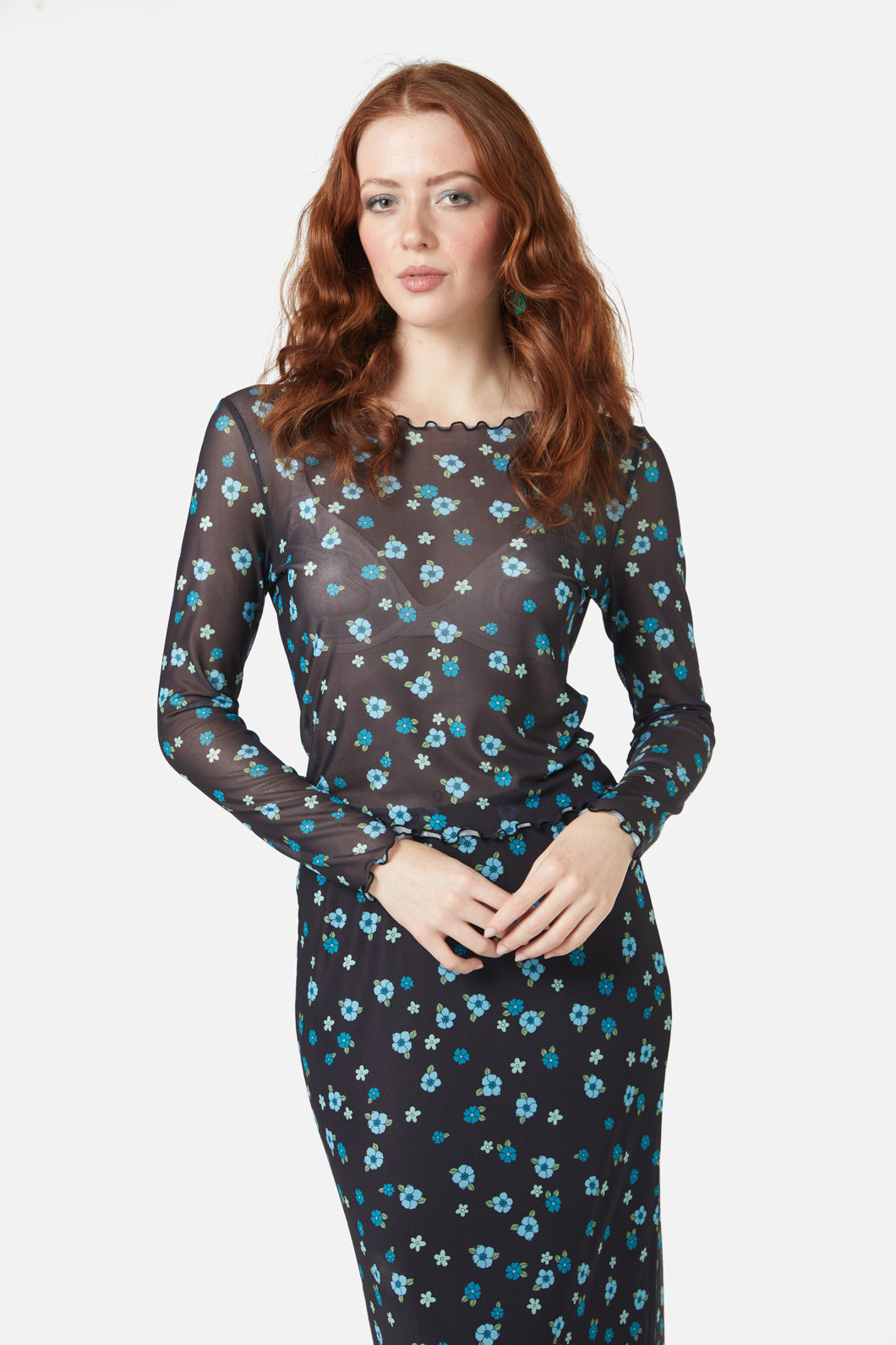 Princess Highway - Petal Mesh Top - black