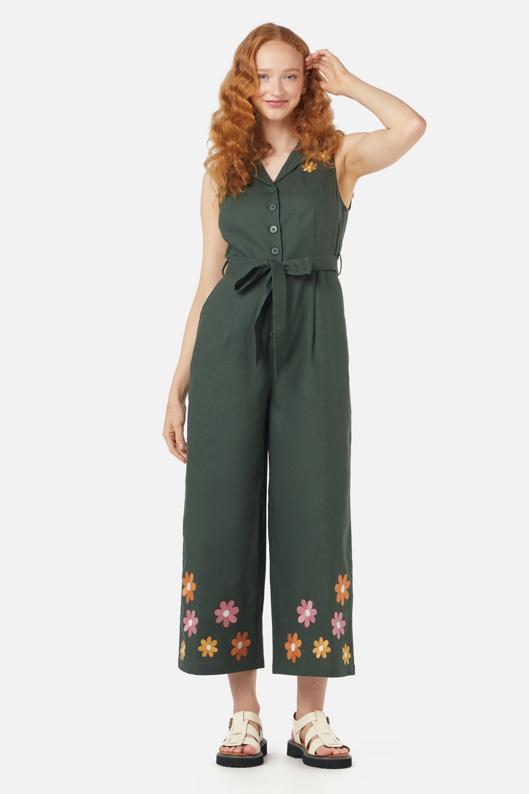 Princess Highway - Sunny Retro Emb Jumpsuit - green