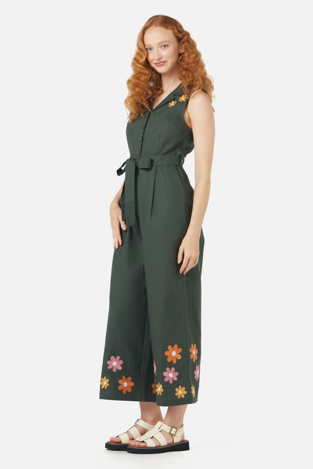 Princess Highway - Sunny Retro Emb Jumpsuit - green