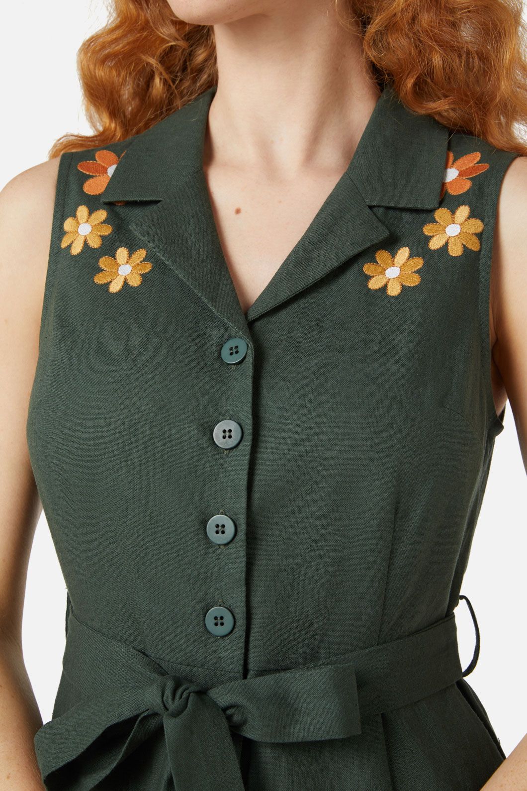 Princess Highway - Sunny Retro Emb Jumpsuit - green