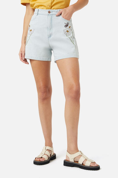Princess Highway - Green Garden Emb Short - light-denim