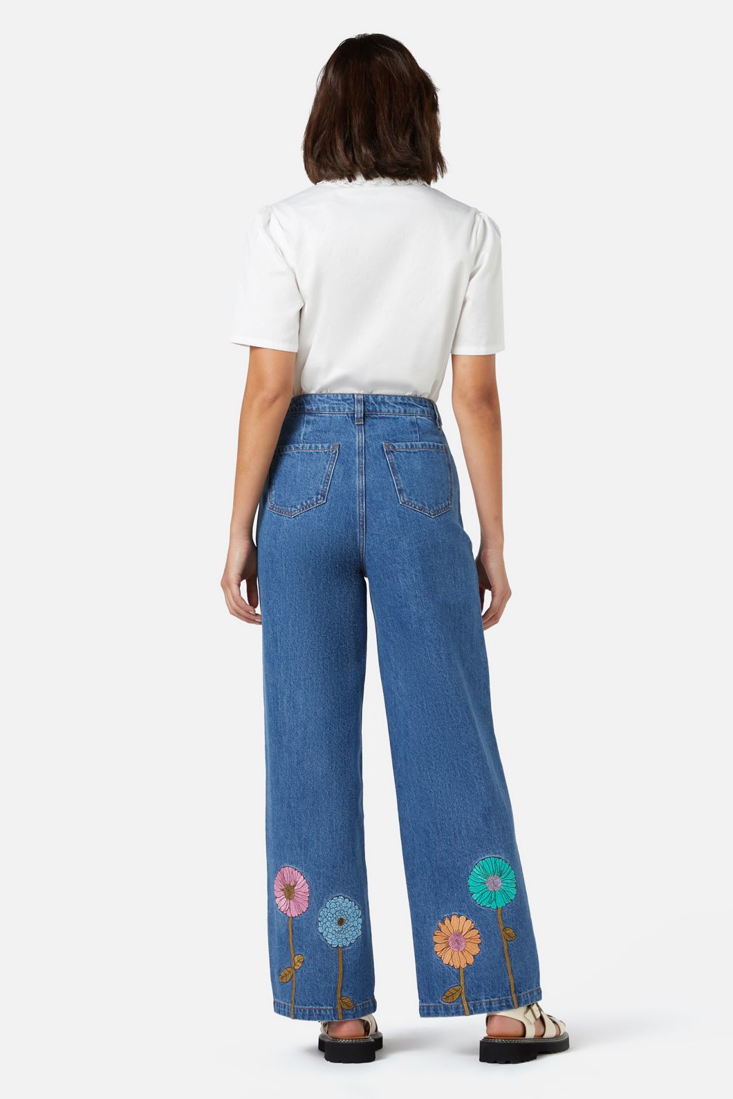 Princess Highway - Fresh Blooms Emb Jean - mid-denim