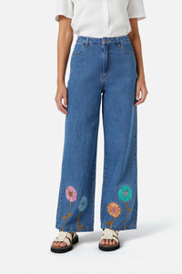 Princess Highway - Fresh Blooms Emb Jean - mid-denim